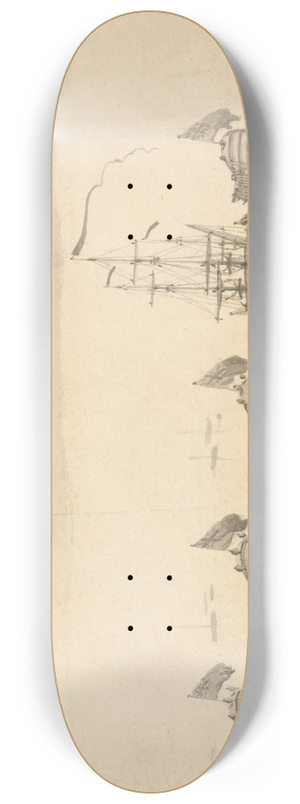 Francis Swaine - Ships on a Calm Sea 8.25 inch art skate deck