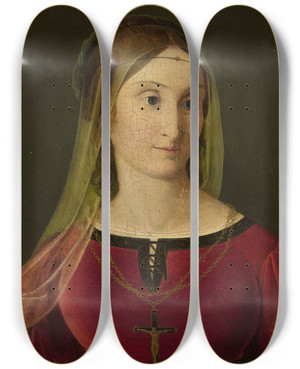 Triptych art skateboard deck of Friedrich Wilhelm Schadow Portrait Of Maria Potocka Ne Rzewuska by Friedrich Wilhelm Schadow (1788-1862)