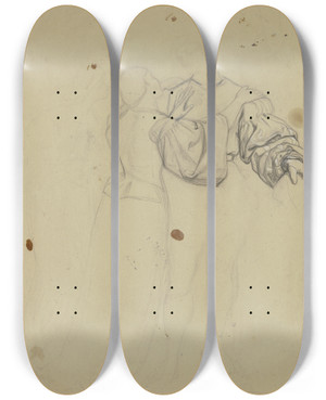 Triptych art skateboard deck of Victor Mller Hartmut Und Umstehende Aus Ritter Hartmut Von Kronberg Nimmt Von Seinen Angehrigen Abschied by Victor Muller (1829-1871)