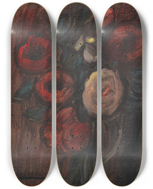 Triptych art skateboard deck of Alexej Von Jawlensky Grosses Stillleben Grner Krug Mit Pfingstrosen Dunkles Rosenbouquet by Alexej Von Jawlensky (1864-1941)