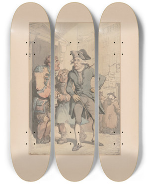 Triptych art skateboard deck of Thomas Rowlandson Wulgar Language by Thomas Rowlandson (1756-1827)