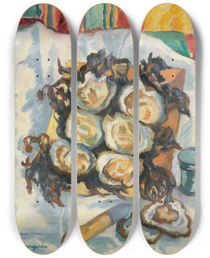 Triptych art skateboard deck of Henri Manguin Les Hutres De Belon by Henri Manguin (1874-1949)