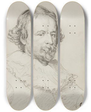 Triptych art skateboard deck of Follower Of Anthony Van Dyck Jan Mildert by Follower Of Anthony Van Dyck (1599-1641)