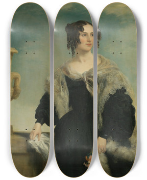 Triptych art skateboard deck of Follower Of Franz Xaver Winterhalter Portrait Of A Lady by Follower Of Franz Xaver Winterhalter (1805-1873)