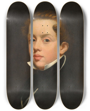 Triptych art skateboard deck of John Wood Portrait Of The Artists Nephew Edwin Wood by John Wood (1801-1870)