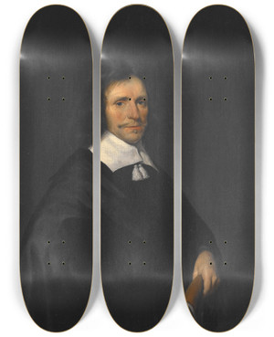 Triptych art skateboard deck of Gerard Ter Borch Portrait Of A Man_1 by Gerard Ter Borch (1617-1681)