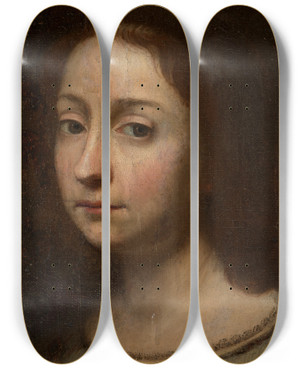 Triptych art skateboard deck of Scipione Pulzone Portrait Of A Girl by Scipione Pulzone (1546-1598)