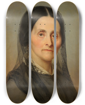 Triptych art skateboard deck of Julie Wilhelmine Hagenschwarz Portrait Of Nathalie Hagen by Julie Wilhelmine Hagen-Schwarz (1824-1902)