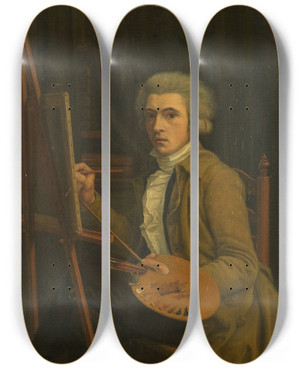 Triptych art skateboard deck of Willem Uppink Portrait Of A Painter Probably The Artist Himself by Willem Uppink (1757-1849)