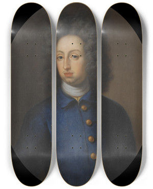 Triptych art skateboard deck of David Klcker Ehrenstrahl Karl Xi King Of Sweden by David Klocker Ehrenstrahl (1628-1698)