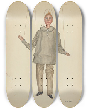 Triptych art skateboard deck of Vera Van Voris Marionette by Vera Van Voris