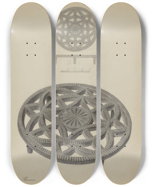 Triptych art skateboard deck of Filippo Porreca Pa German Trivet_2 by Filippo Porreca