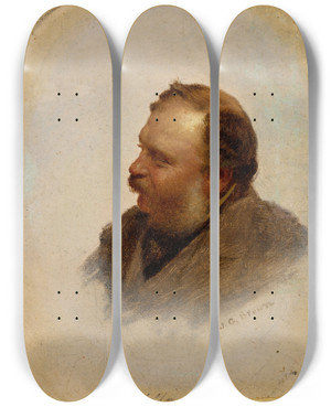 Triptych art skateboard deck of John George Brown Portrait Of William Brand by John George Brown (1831-1913)