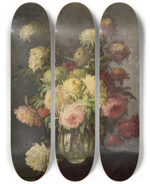 Triptych art skateboard deck of Konstantin Stoitzner Bouquet by Konstantin Stoitzner (1863-1934)