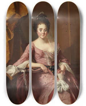 Triptych art skateboard deck of Joseph Wright Of Derby Portrait Of A Woman by Joseph Wright Of Derby (1734-1797)
