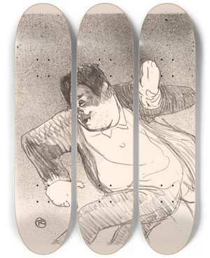 Triptych art skateboard deck of Henri De Toulouselautrec Caudieux Petit Casino by Henri de Toulouse-Lautrec (1864-1901)