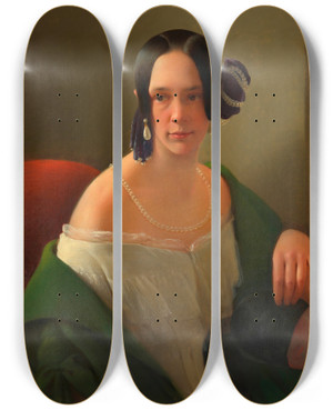 Triptych art skateboard deck of Heinrich Hollpein Marie Geisler Geb Kramer Gattin Eines Kk Feldapothekerbeamten Der Garnisonsspitalsapotheke In Prag by Heinrich Hollpein (1814-1888)
