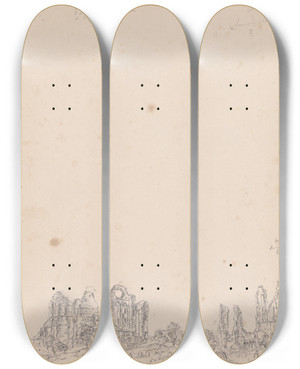 Triptych art skateboard deck of James Moore Arbroath Abbey Scotland by James Moore (1762-1799)