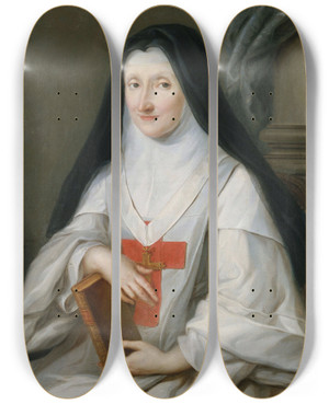 Triptych art skateboard deck of Marie Parrocel Madame De Montpeyroux Abbesse De Portroyal De Paris 14Me Arrondissement by Marie Parrocel (1743-1824)