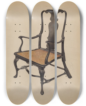 Triptych art skateboard deck of Louis Annino Armchair by Louis Annino