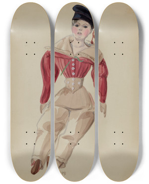 Triptych art skateboard deck of Raoul Du Bois Doll_5 by Raoul Du Bois