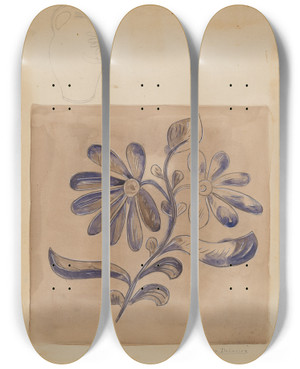 Triptych art skateboard deck of Yolande Delasser Jug_6 by Yolande Delasser (1935)