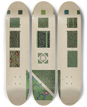 Triptych art skateboard deck of Francis Law Durand Quilt Detail by Francis Law Durand (1935)