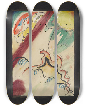 Triptych art skateboard deck of Wassily Kandinsky Design For The Cover Of The Almanac The Blue Rider Viiii by Wassily Kandinsky (1866-1944)