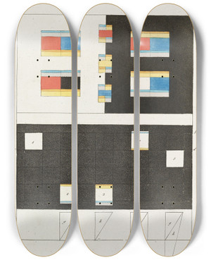 Triptych art skateboard deck of Johann Wolfgang Von Goethe Zur Farbenlehre Pl05 by Johann Wolfgang Von Goethe (1749-1832)