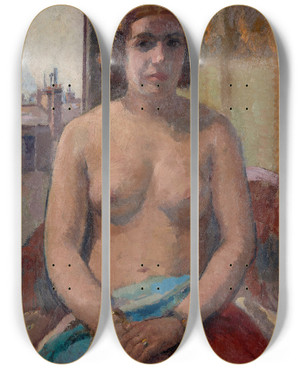 Triptych art skateboard deck of Elie Anatole Pavil Nu by Elie Anatole Pavil (1873-1948)