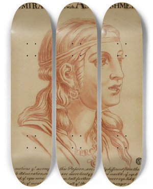Triptych art skateboard deck of Eduardus Jacobus Admiration With Astonishment by Eduardus Jacobus (18-)