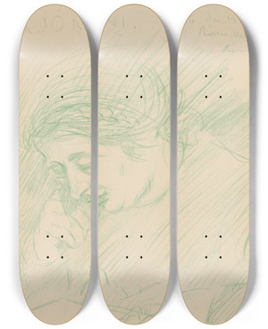 Triptych art skateboard deck of Jzsef Ripplrnai Dobr Pani by Jozsef Rippl Ronai (1861-1927)