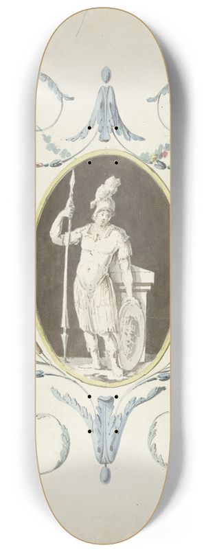 Abraham Meertens - Ontwerp voor kamerversiering met een paneel met een staande krijger 8.25 inch art skate deck Abraham Meertens - Ontwerp voor kamerversiering met een paneel met een staande krijger 8.25 inch art skate deck