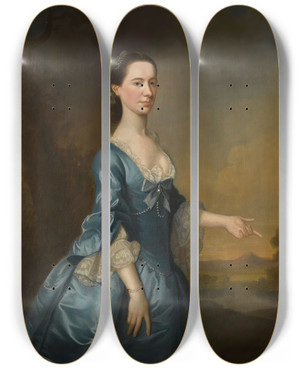 Triptych art skateboard deck of Joseph Samuel Webster Portrait Of Mrs Hannah Maria Edmundsne Offley by Joseph Samuel Webster (1796)