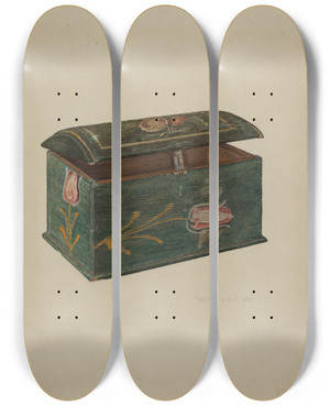 Triptych art skateboard deck of Marie Famularo Trinket Box by Marie Famularo