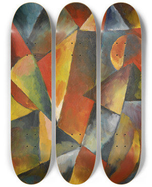 Triptych art skateboard deck of Arnold Topp Ohne Titel Untitled by Arnold Topp (1887-1945)