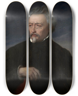 Triptych art skateboard deck of Franoislon Benouville Ary Scheffer Tegen Het Einde Van Zijn Leven by Francois Leon Benouville (1821-1859)