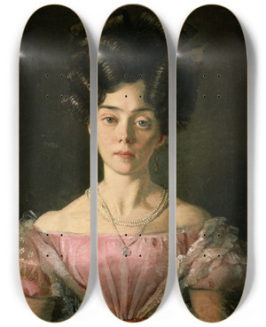 Triptych art skateboard deck of Michael Neder Junge Dame by Michael Neder (1807-1882)