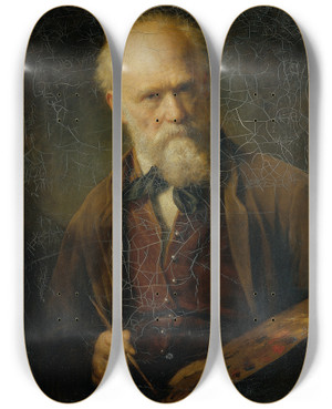 Triptych art skateboard deck of Friedrich Von Amerling Selbstportrt_2 by Friedrich Von Amerling (1803-1887)