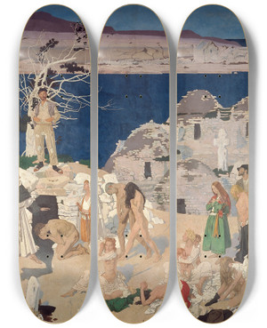 Triptych art skateboard deck of William Orpen The Holy Well by William Orpen (1878-1931)