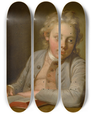 Triptych art skateboard deck of Per Krafft The Elder Portrait Of A Boy by Per Krafft The Elder (1724-1793)