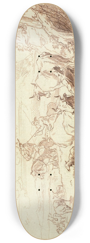 Abraham Jansz. Begeyn - Cattle and Sheep with Shepherds and Shepherdess 8.25 inch art skate deck