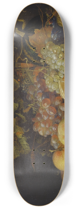 Abraham Mignon - Still Life with Fruit, Tin Plate and Wine Glasses 8.25 inch art skate deck