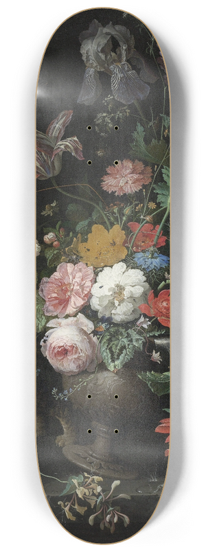 Abraham Mignon - The Overturned Bouquet 8.25 inch art skate deck