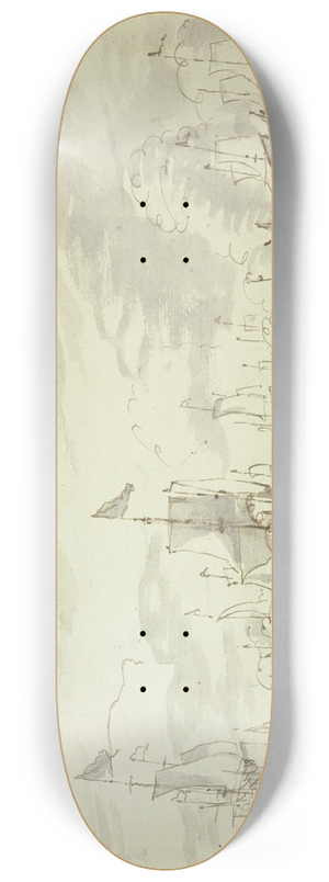 Abraham Storck - Seegefecht, vorne rechts ein sinkendes Schiff 8.25 inch art skate deck