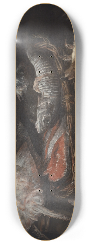 Abraham van Beyeren - Still Life With Fish On A Stone Table 8.25 inch art skate deck