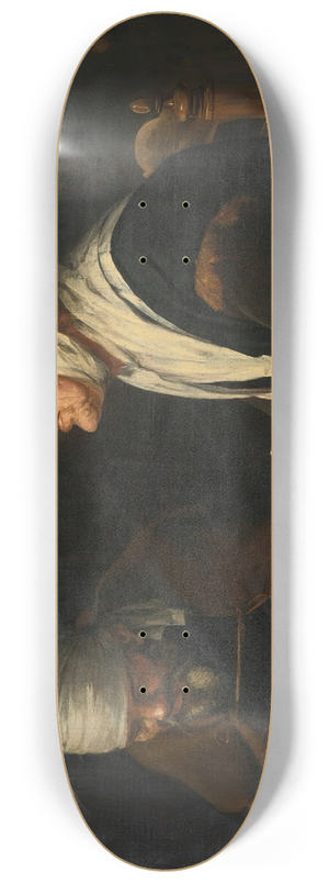 Abraham Van Dijck - Grace Before Dinner, An Old Couple Seated At a Table 8.25 inch art skate deck