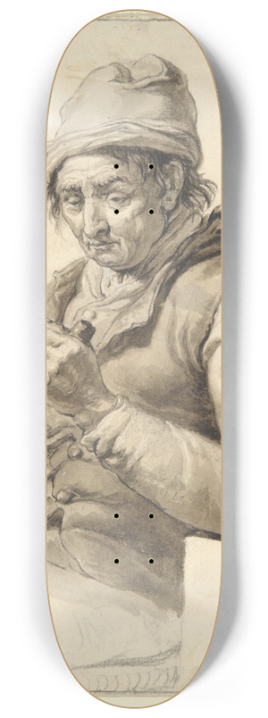 Abraham Van Strij - Seated Man withStick 8.25 inch art skate deck
