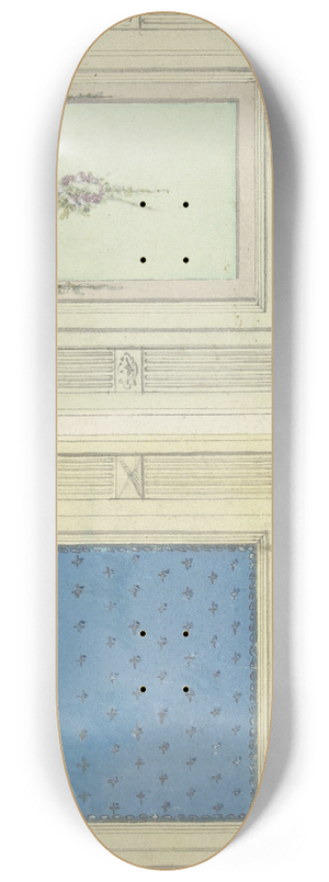 Abraham Meertens - Ontwerp voor kamerversiering met een paneel met sterren en een paneel met bloemenguirlandes 8.25 inch art skate deck