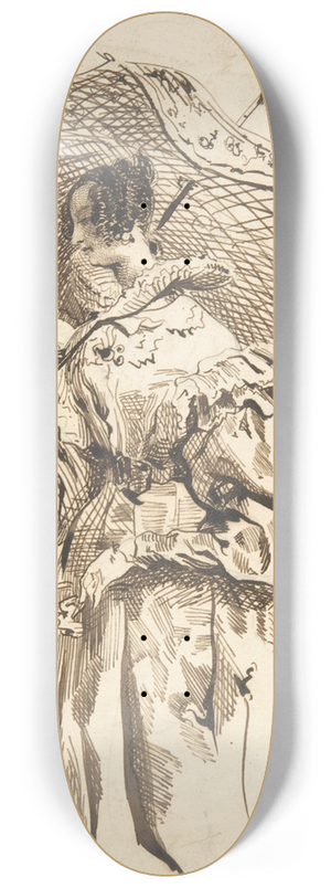 Achille Devria - Lady with a Parasol 8.25 inch art skate deck